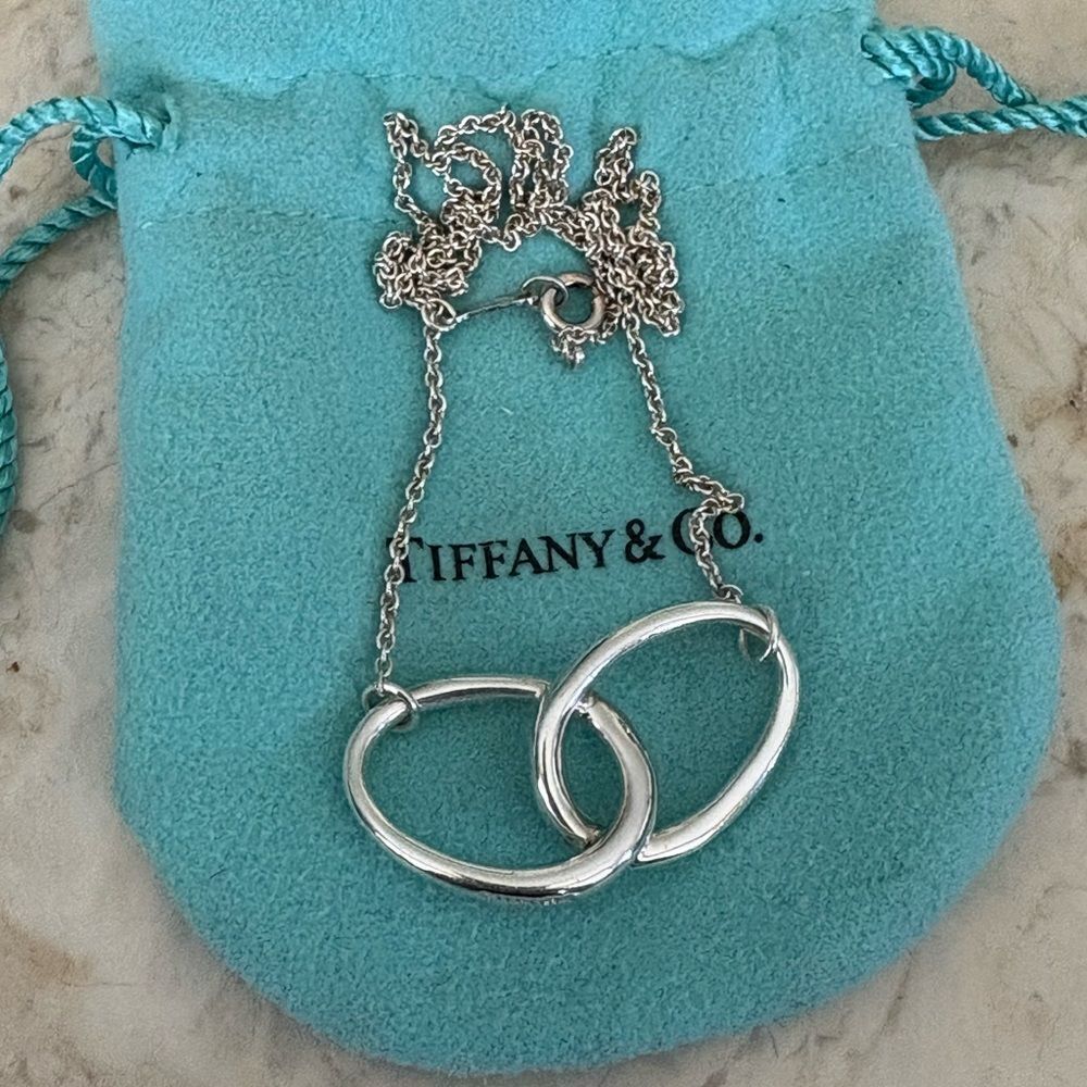 AuthenticTiffany & Co. Elsa Peretti Large Interlocking Ovals 925 Sterling Silver